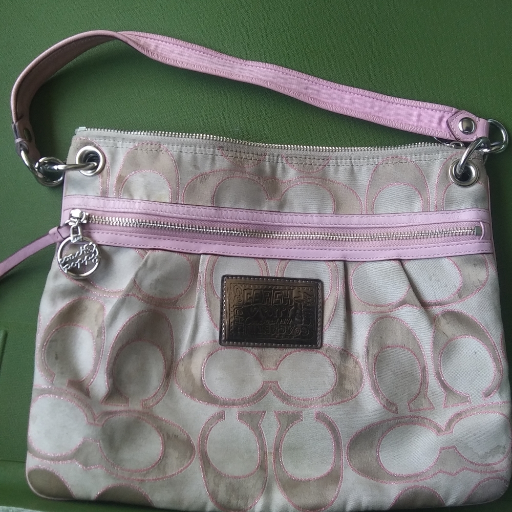 Pink Poppy Coach Shoulder Bag Purse